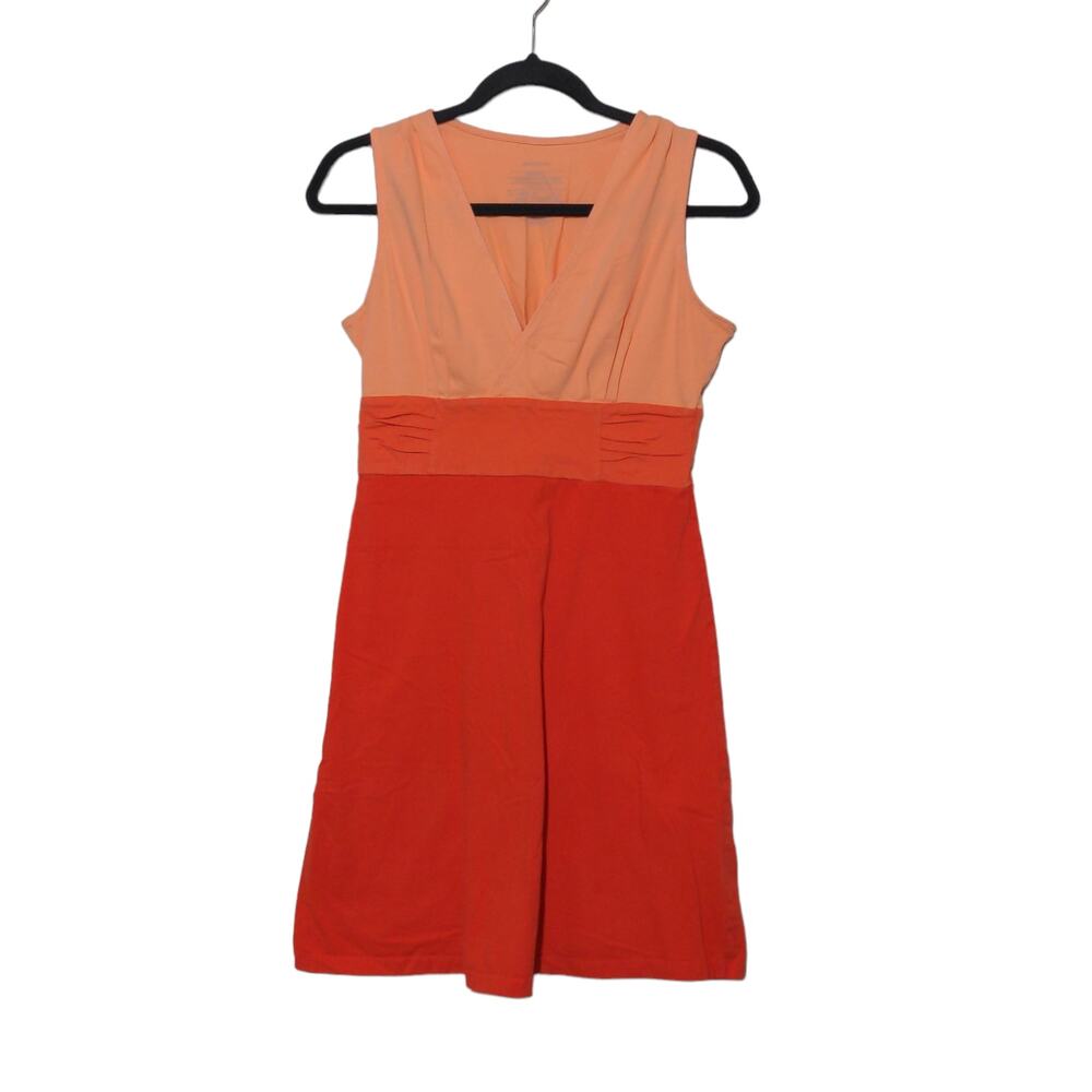 Patagonia A Line Margot Dress Orange Color Block Stretch V Neck Sleeveless S
